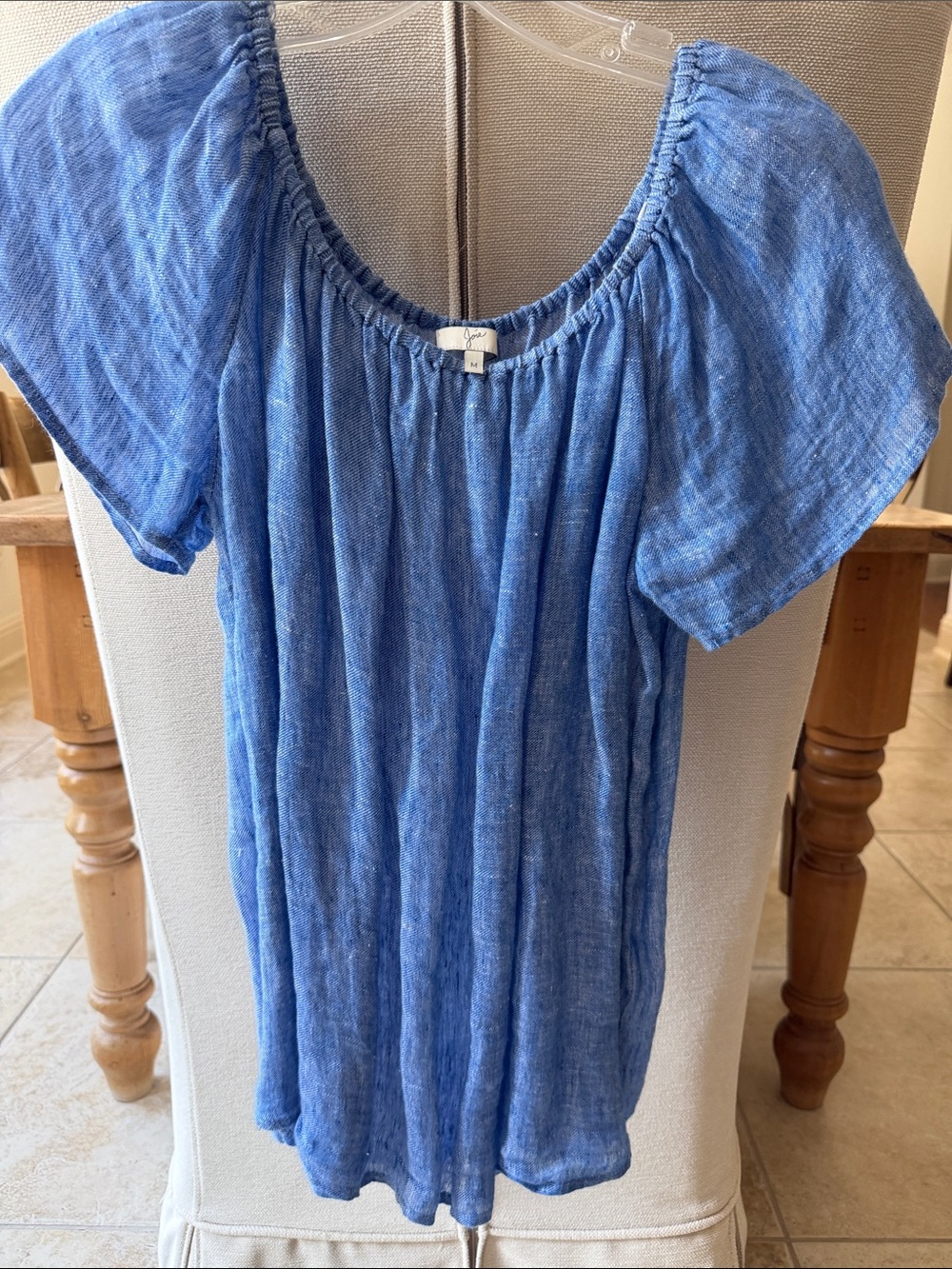 Joie Blue Gauze Short-Sleeve Peasant Tunic